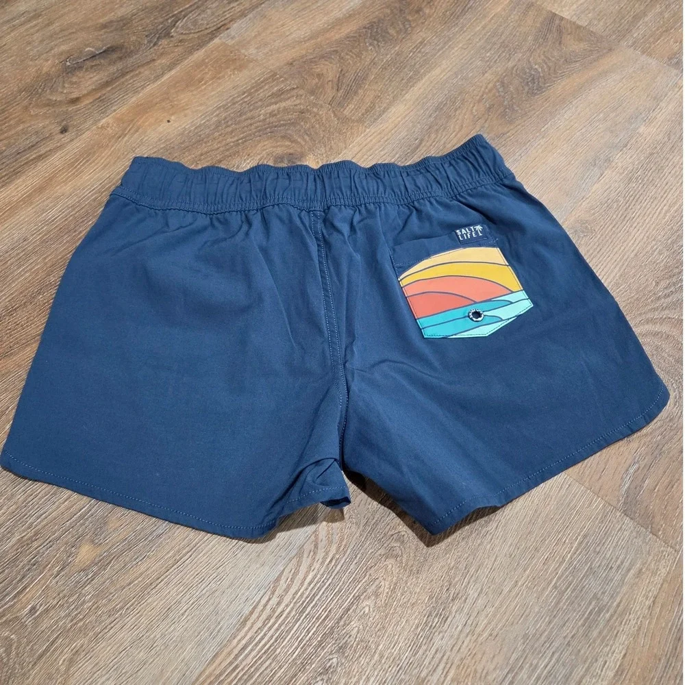 Salt Life Youth Saltsation Shorts Navy Blue Stretch Beach Fishing Kids Large